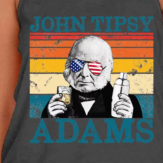 Retro John Tipsy Adams President John Quincy Adams July 4th Women's Knotted Racerback Tank