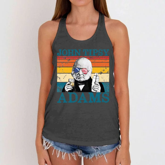 Retro John Tipsy Adams President John Quincy Adams July 4th Women's Knotted Racerback Tank