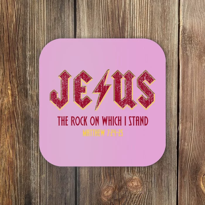 Retro Jesus The Rock On Which I Stand Faith Christian God Coaster