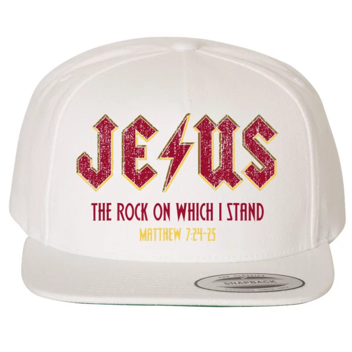 Retro Jesus The Rock On Which I Stand Faith Christian God Wool Snapback Cap