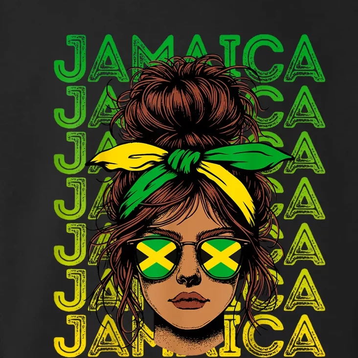 Retro Jamaica Women Messy Bun Jamaican Women Flag Toddler Hoodie