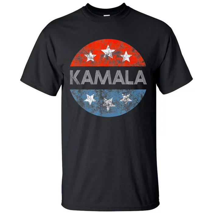 Retro Kamala 2024 Red White And Blue Vintage Button Tall T-Shirt