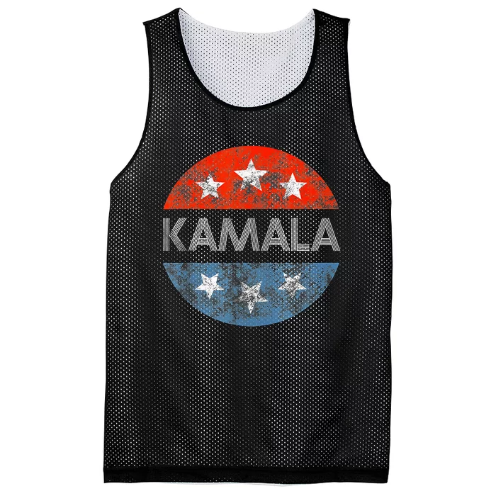 Retro Kamala 2024 Red White And Blue Vintage Button Mesh Reversible Basketball Jersey Tank