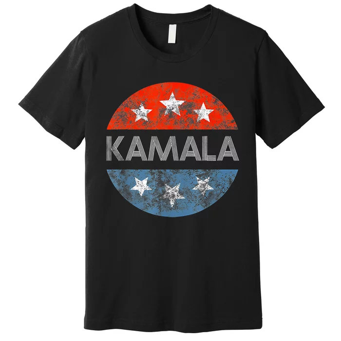 Retro Kamala 2024 Red White And Blue Vintage Button Premium T-Shirt