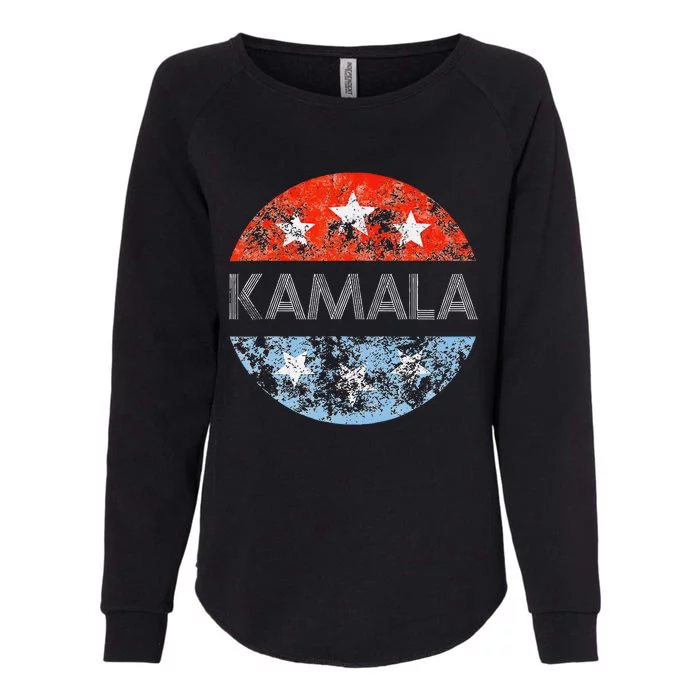 Retro Kamala 2024 Red White And Blue Vintage Button Womens California Wash Sweatshirt