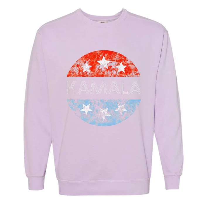 Retro Kamala 2024 Red White And Blue Vintage Button Garment-Dyed Sweatshirt