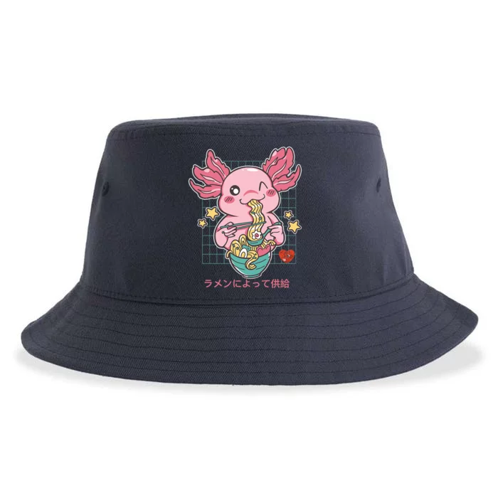 Ramen Kawaii Axolotl Eating Ramen Noodles Anime Sustainable Bucket Hat