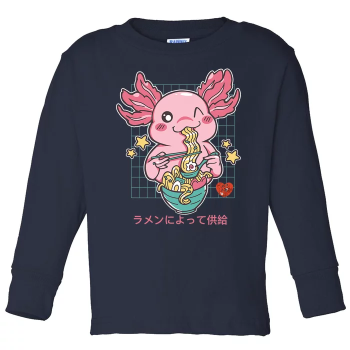 Ramen Kawaii Axolotl Eating Ramen Noodles Anime Toddler Long Sleeve Shirt