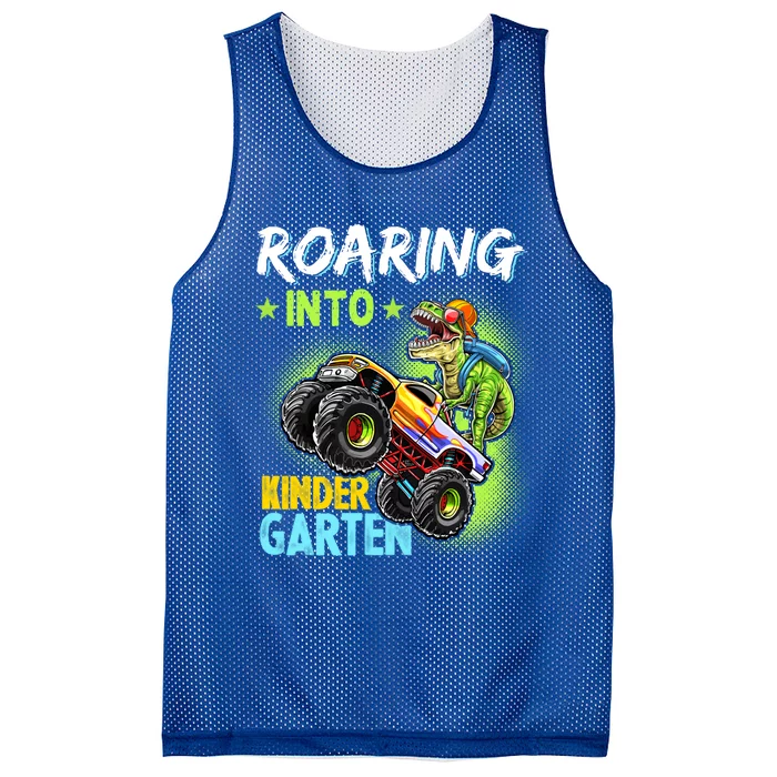 Roaring Kindergarten Back To School Dinosaur Monster Truck Cool Gift Mesh Reversible Basketball Jersey Tank