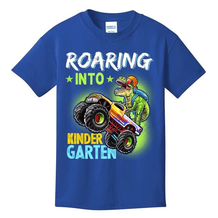 Roaring Kindergarten Back To School Dinosaur Monster Truck Cool Gift Kids T-Shirt