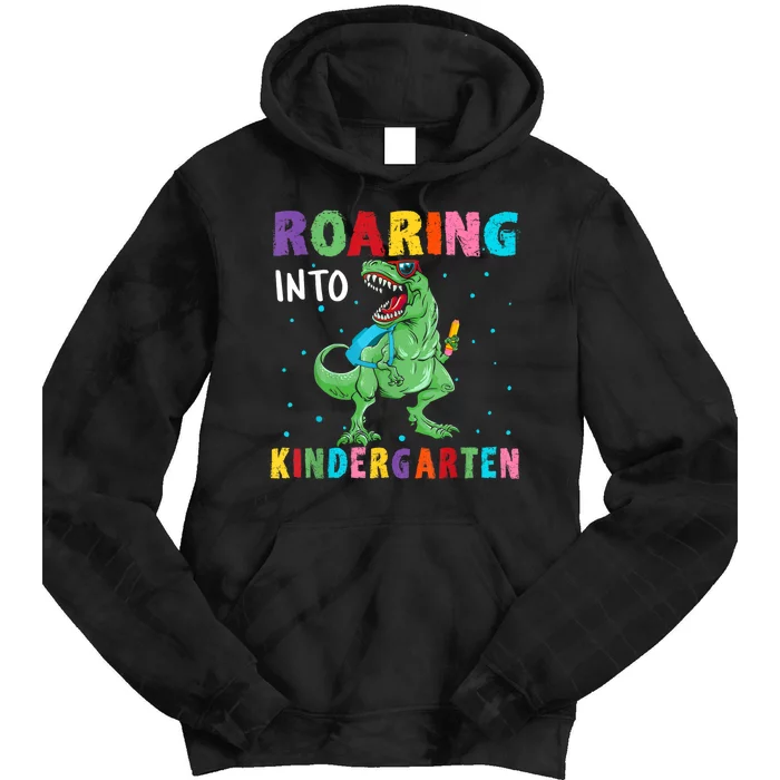 Roaring Kindergarten Cool Dinosaur Back To School Kids Tie Dye Hoodie