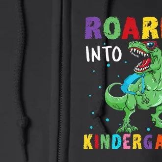 Roaring Kindergarten Cool Dinosaur Back To School Full Zip Hoodie