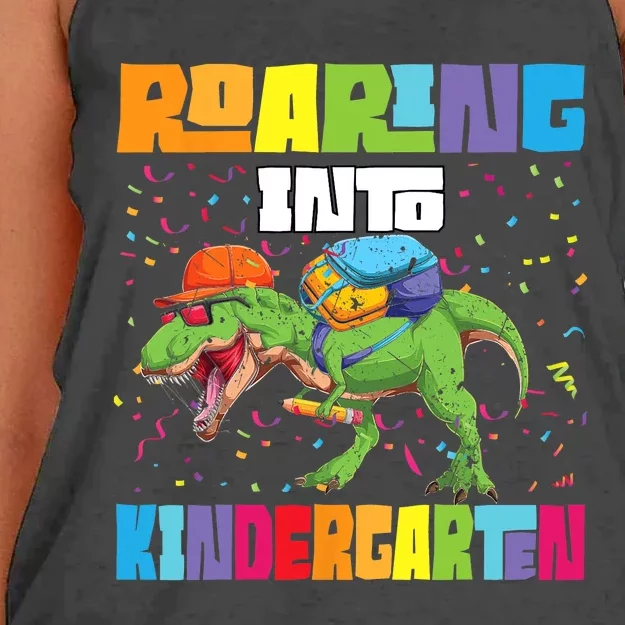 Roaring Kindergarten Dinosaur T Rex Back To School Boy Women's Knotted Racerback Tank