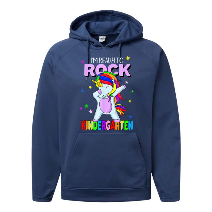 Rock Kindergarten Dabbing Unicorn Girl Back To School Performance Fleece Hoodie