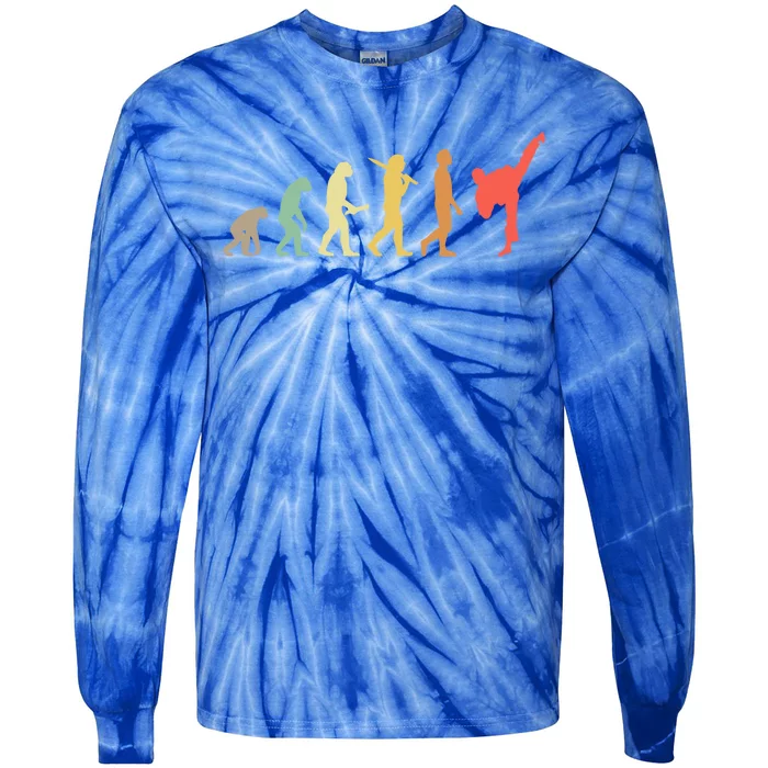 Retro Karate Evolution Gift For Karateka Gift Tie-Dye Long Sleeve Shirt