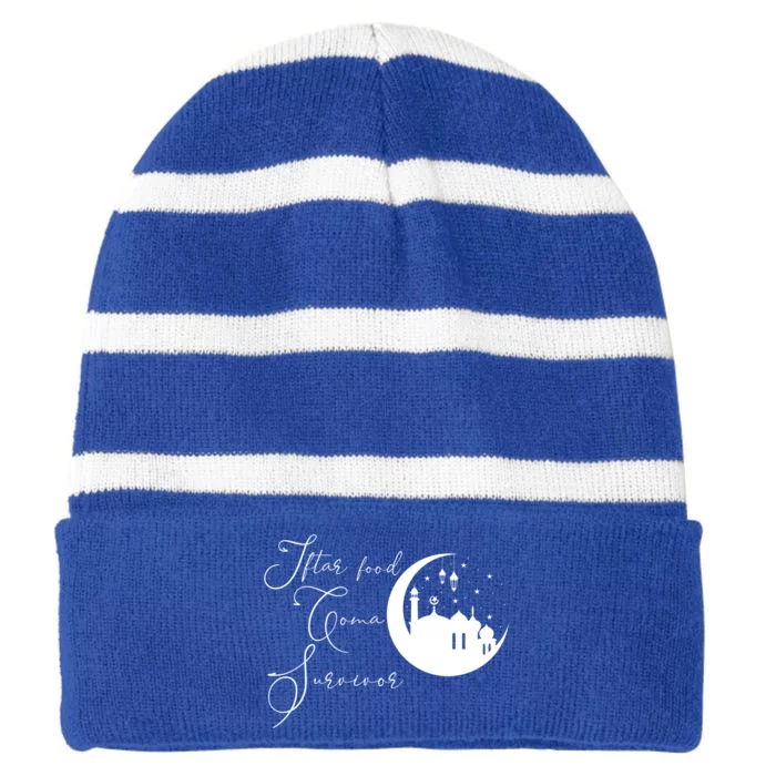 Ramadan Kareem Eid Mubarak Iftar Food Coma Survivor Gift Striped Beanie with Solid Band