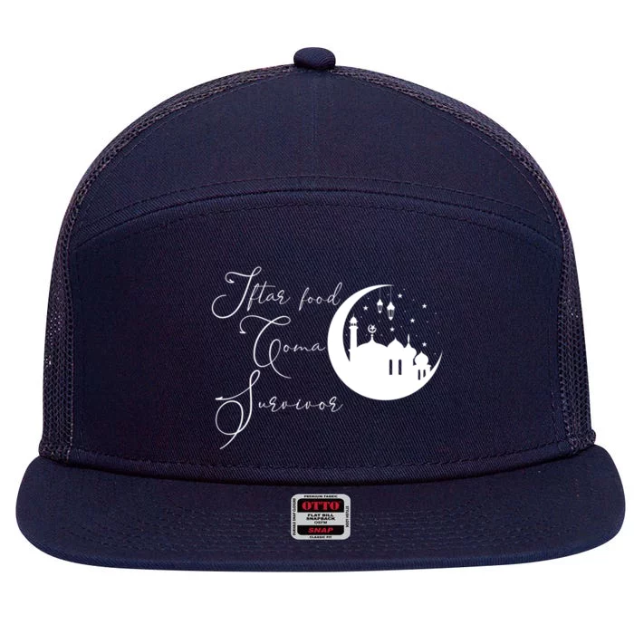 Ramadan Kareem Eid Mubarak Iftar Food Coma Survivor Gift 7 Panel Mesh Trucker Snapback Hat