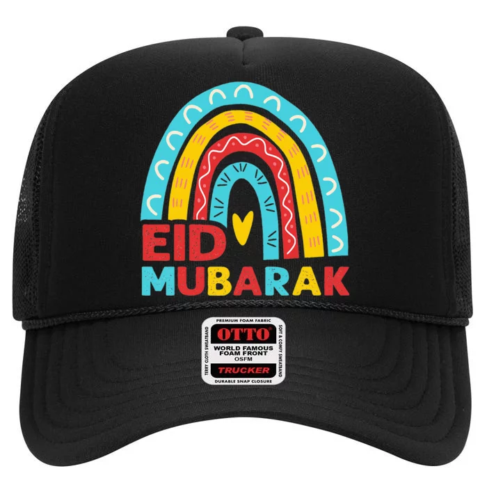 Ramadan Kareem Eid Alfitr Mubarak Eid Mubarak High Crown Mesh Trucker Hat