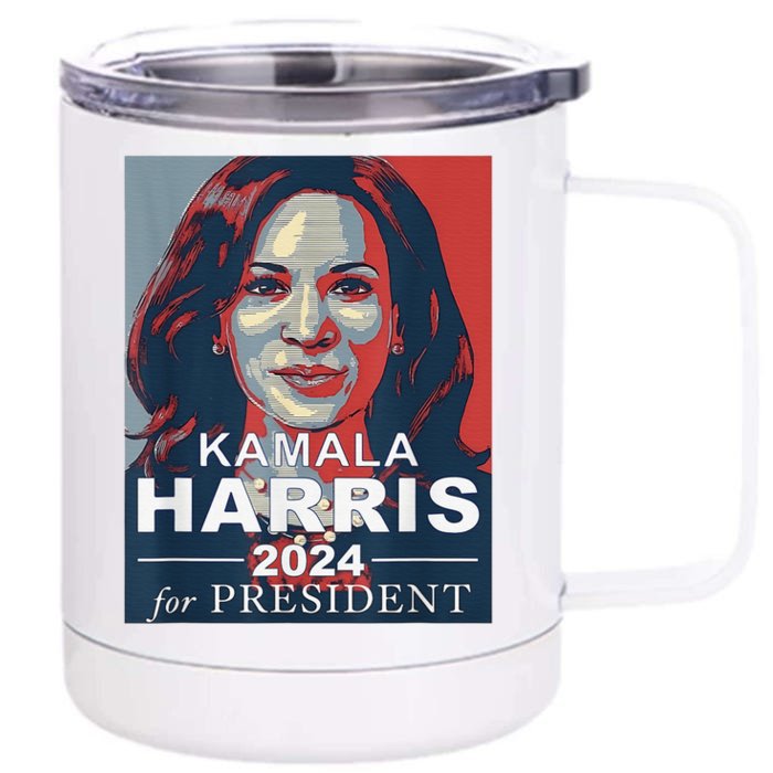 Retro Kamala Harris 2024 For President Election Campaign Front & Back 12oz Stainless Steel Tumbler Cup