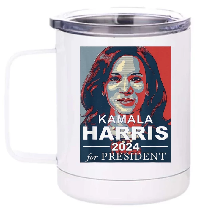 Retro Kamala Harris 2024 For President Election Campaign Front & Back 12oz Stainless Steel Tumbler Cup