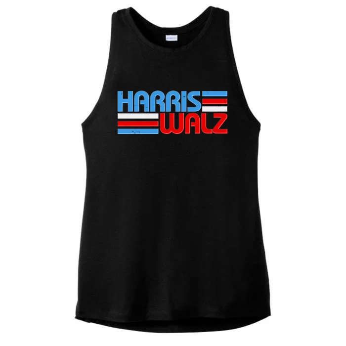 Retro Kamala Harris Tim Walz 2024 Election Ladies Tri-Blend Wicking Tank