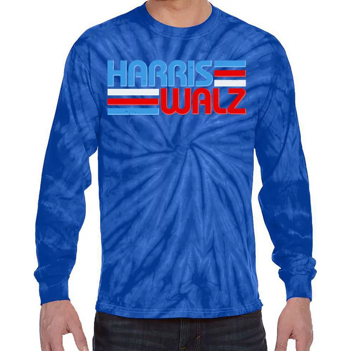 Retro Kamala Harris Tim Walz 2024 Election Tie-Dye Long Sleeve Shirt