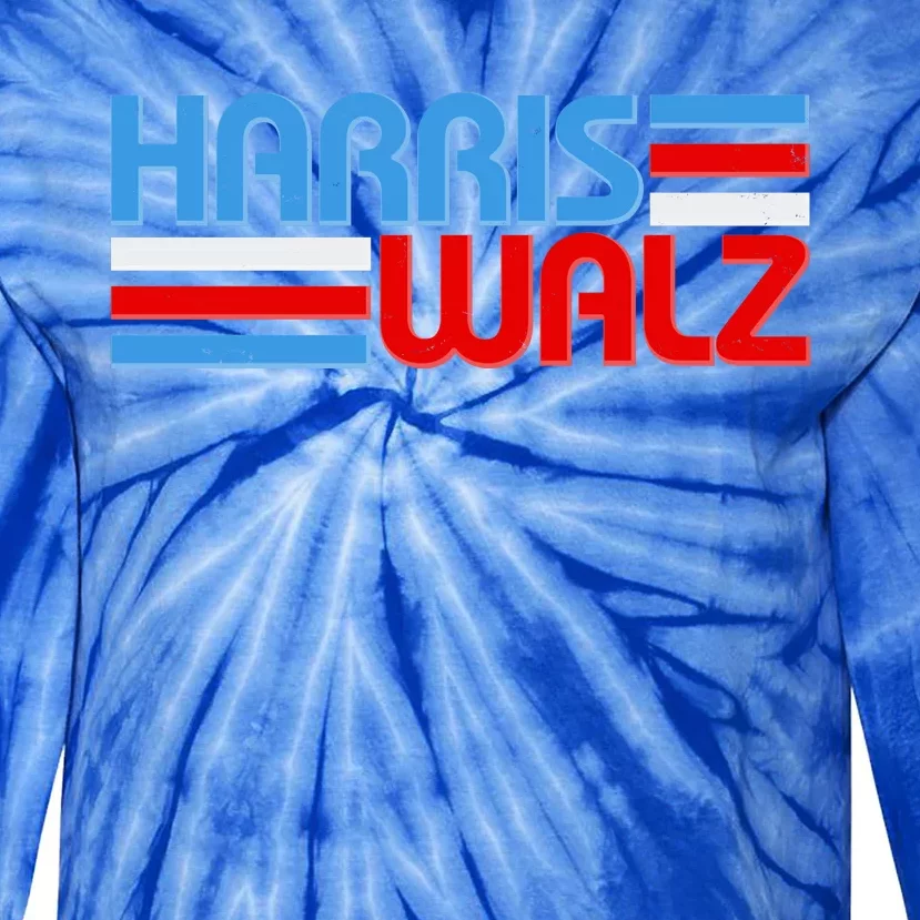 Retro Kamala Harris Tim Walz 2024 Election Tie-Dye Long Sleeve Shirt