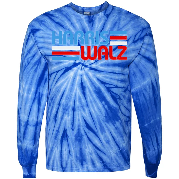 Retro Kamala Harris Tim Walz 2024 Election Tie-Dye Long Sleeve Shirt