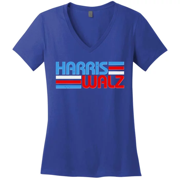 Retro Kamala Harris Tim Walz 2024 Election Women's V-Neck T-Shirt