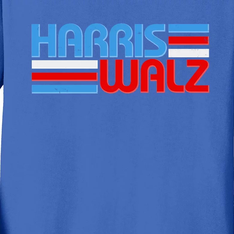 Retro Kamala Harris Tim Walz 2024 Election Kids Long Sleeve Shirt