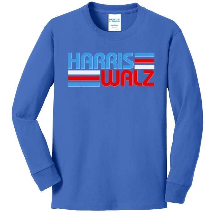 Retro Kamala Harris Tim Walz 2024 Election Kids Long Sleeve Shirt