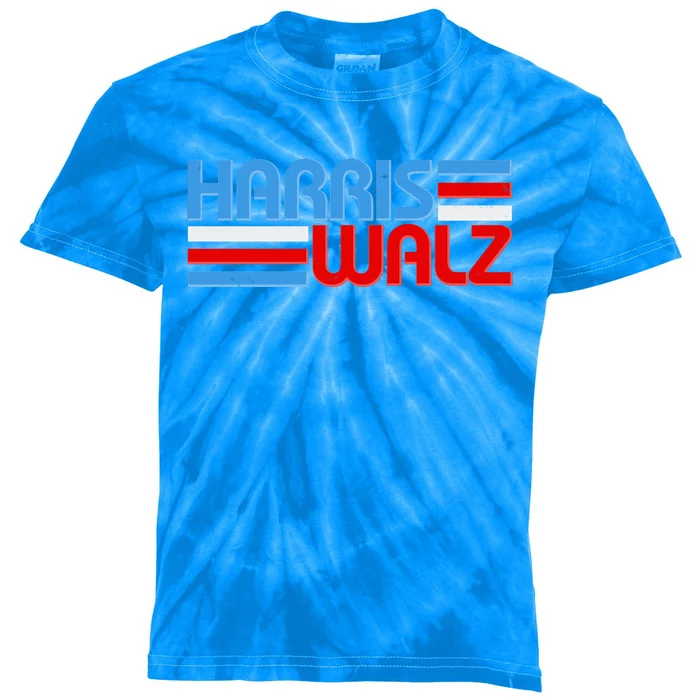 Retro Kamala Harris Tim Walz 2024 Election Kids Tie-Dye T-Shirt