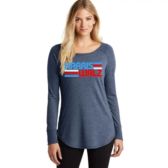 Retro Kamala Harris Tim Walz 2024 Election Women's Perfect Tri Tunic Long Sleeve Shirt