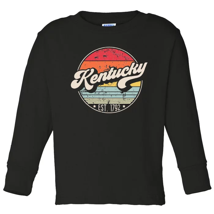 Retro Kentucky Home State KY Cool 70s Style Sunset Toddler Long Sleeve Shirt