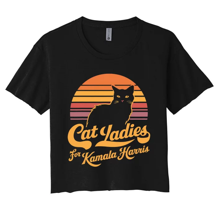 Retro Kamala Harris Cat Lady Women's Crop Top Tee