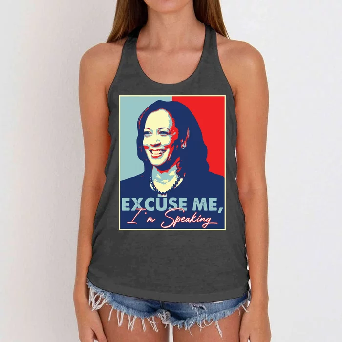 Retro Kamala Harris 2024 Excuse Me Im Speaking Harris 47 Women's Knotted Racerback Tank