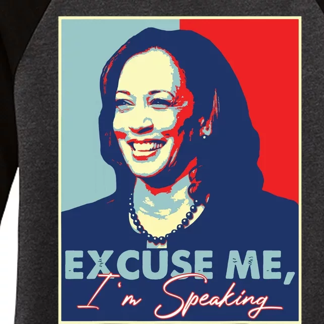 Retro Kamala Harris 2024 Excuse Me Im Speaking Harris 47 Women's Tri-Blend 3/4-Sleeve Raglan Shirt