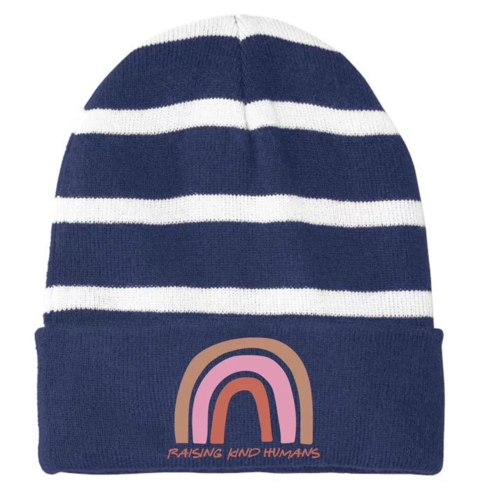 Raising Kind Humans Rainbow Striped Beanie with Solid Band