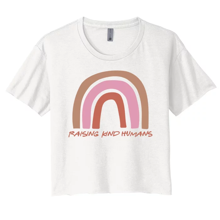 Raising Kind Humans Rainbow Women's Crop Top Tee