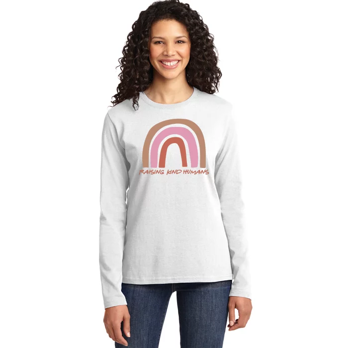 Raising Kind Humans Rainbow Ladies Long Sleeve Shirt