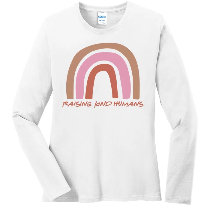 Raising Kind Humans Rainbow Ladies Long Sleeve Shirt