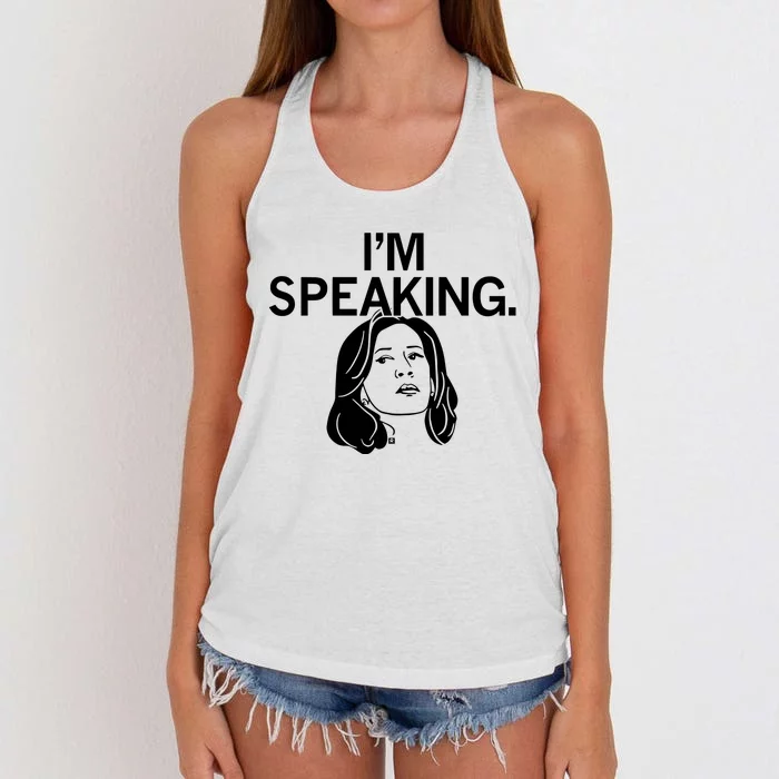 Raygunsite Kamala Harris IM Speaking Graphic Women's Knotted Racerback Tank