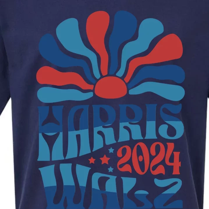 Retro Kamala Harris Walz 2024 Sueded Cloud Jersey T-Shirt