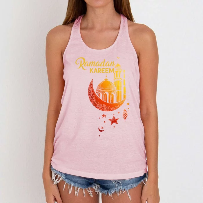 Ramadan Kareem Islamic Holiday Mosque Ramadan Great Gift Women's Knotted Racerback Tank