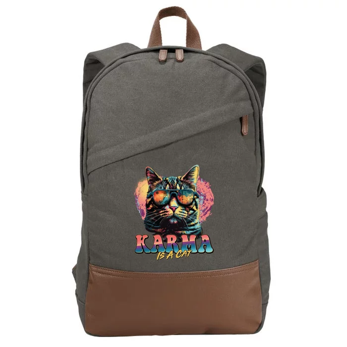 Retro Karma Is A Cat Cotton Canvas Backpack