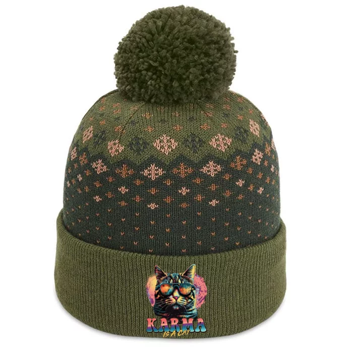 Retro Karma Is A Cat The Baniff Cuffed Pom Beanie