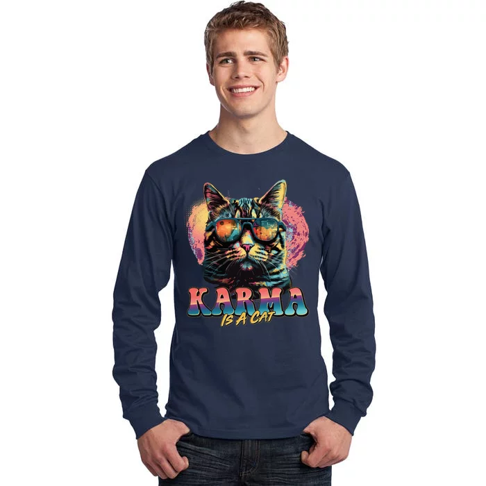 Retro Karma Is A Cat Tall Long Sleeve T-Shirt