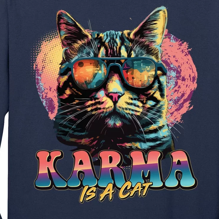 Retro Karma Is A Cat Tall Long Sleeve T-Shirt