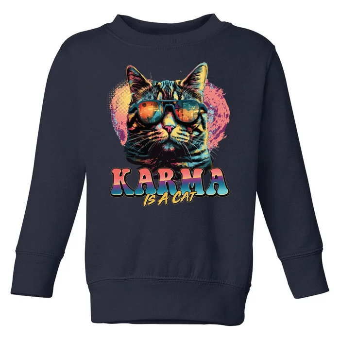 Retro Karma Is A Cat Toddler Sweatshirt