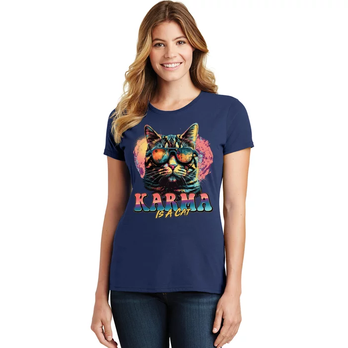 Retro Karma Is A Cat Women's T-Shirt